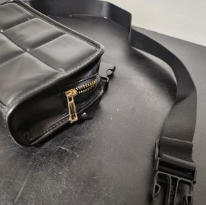 Amanda Uprichard New York Faux Leather Black Quilted Belt Bag Crossbody Purse